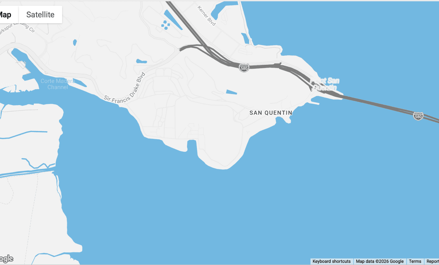 Map showing San Quentin Rehabilitation Center